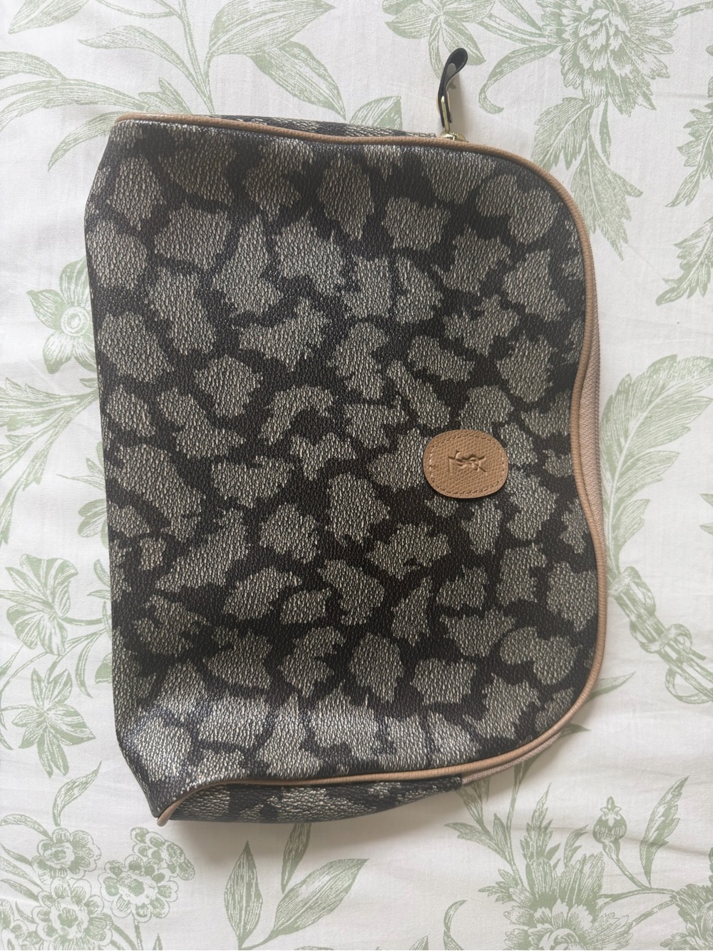 YSL Saint Laurent Black, Gray and Brown Giraffe Pattern Pouch or Clutch w/ COA